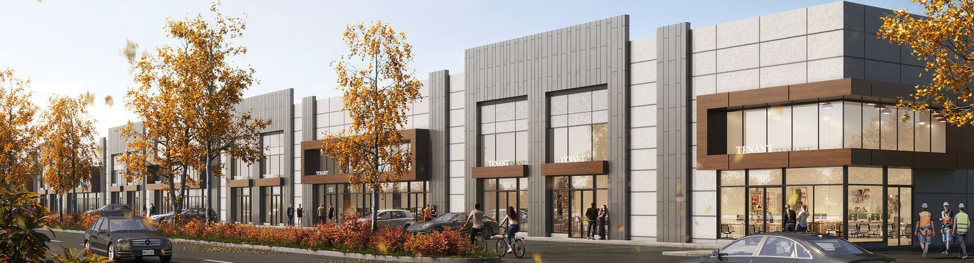 graphic of busy commercial street in autumn graphic of busy commercial street in autumn